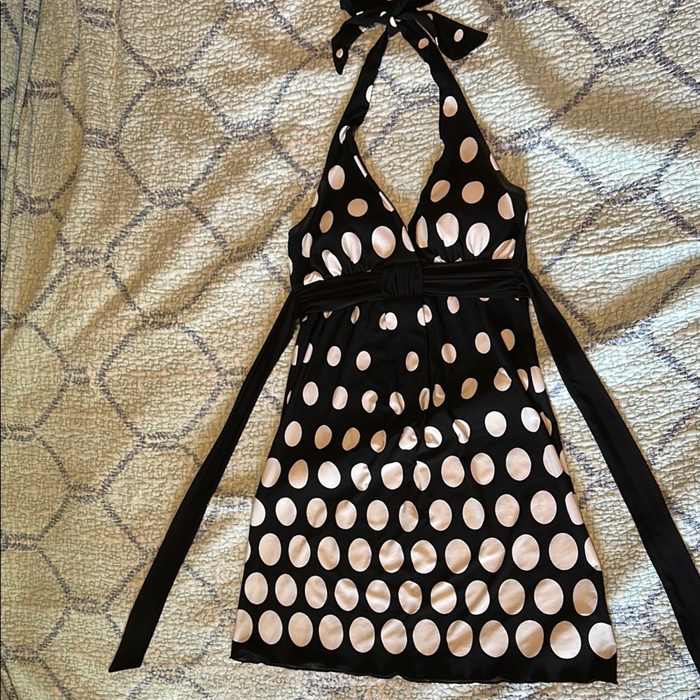 Speechless Black and White Polka Dot Backless Dress